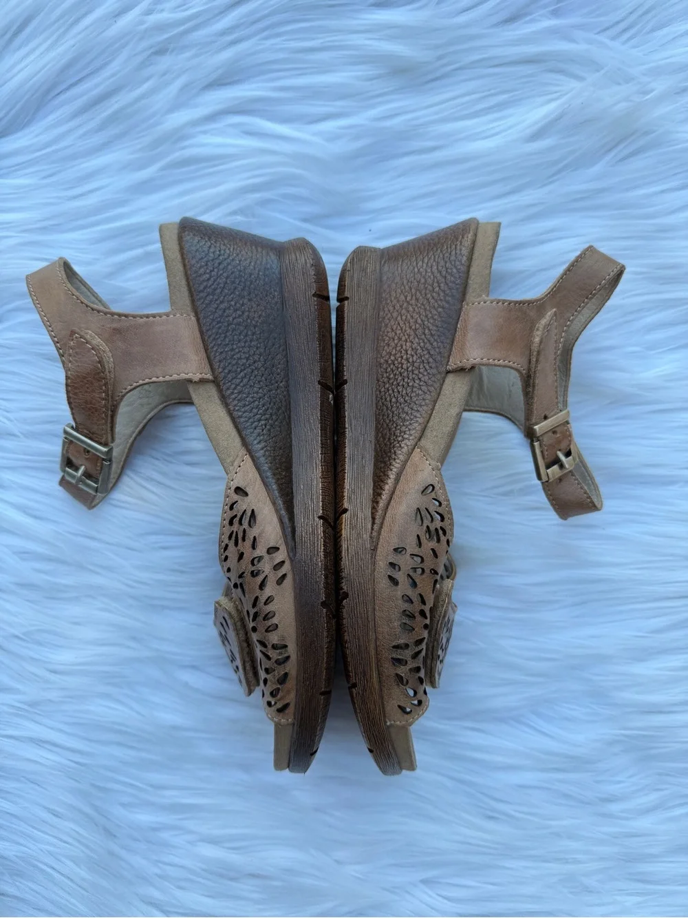 Romika Nevis 05 Wedge Sandals Size 37 EU / Size 6 US - Size 6.5 US Tan Leather